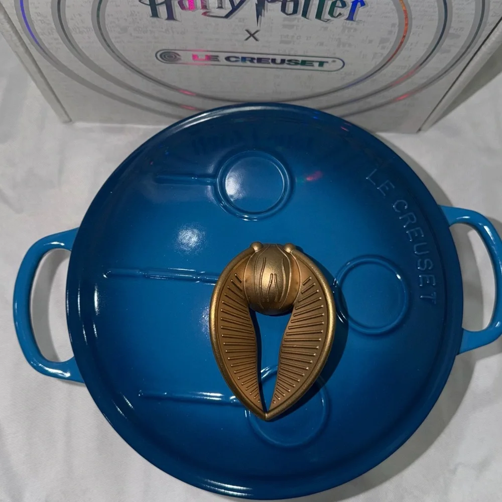 Le Creuset Blue Dutch Oven with Cream Lid